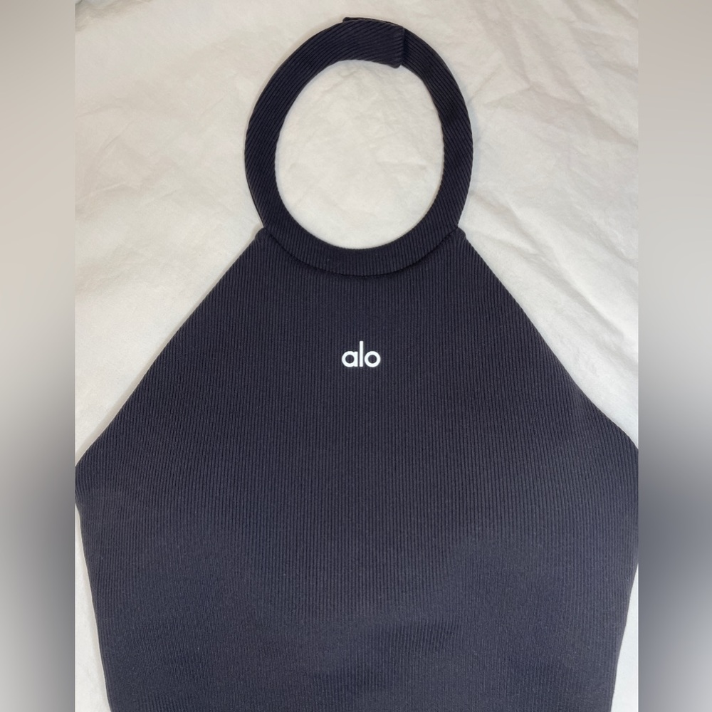 Alo Yoga Goddess Ribbed Prime Time Halter Bodysuit